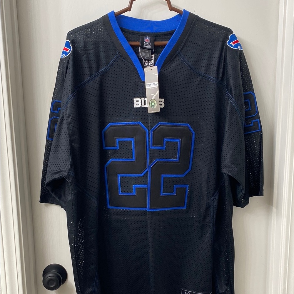 JACKSON Black and Blue Jersey with V-Neck and Breathable Mesh